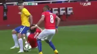 Brazil vs Chile 1 0 FIRST HALF TIME FULL MATCH RECORD ENGLISH COMMENTARY 2015