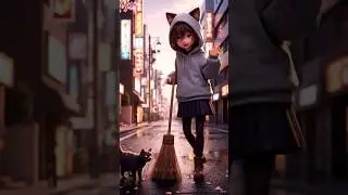 🌙 &ldquo;Silent Whiskers &mdash; The Cat Girl Who Cleaned Tokyo Streets&rdquo; | Cinematic ASMR Short Part 1