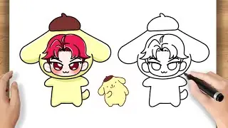 Как нарисовать милую Эбби и Помпомпурин | Sanrio | KPop Demon Hunters