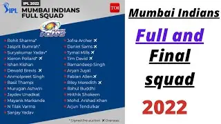 IPL 2022 Team Mumbai Indians Full and Final Squad। MI team full players list 2022