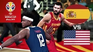 FIBA 2K19 - Fiba World Cup 2019 - USA vs Spain - Full Match Simulation | PC (1080p 60fps)