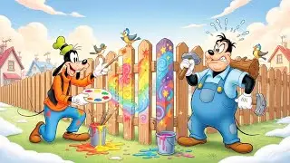 Goofy vs Mickey&rsquo;s Crazy Fence Painting Battle! Colors Everywhere! | Funny Goofy & Mickey Animation
