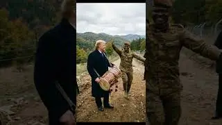 Trump kept drum. Ibrahim Traore funny dancing in desert Comedy scene 😝#satire #shortsfeed #trump