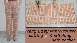 How to make pant with pocket/ Very easy & comfortable pant/trouser cutting & stitching
