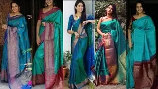 Latest Peacock Blue Color SILK SAREE COLLECTIONS