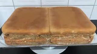 MONTANDO E RECHEANDO BOLO GRANDE PARA 80 PESSOAS DE DOCE DE LEITE COM AMEIXAS