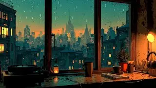 Уютные Дождливые Lo-fi Биты для Расслабления и Учебы 🌧️ Вид из Городского Окна, Музыка для Фокуса