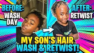 How I Retwist My Son's Natural Hair | Easy Beginner Method for Retwist