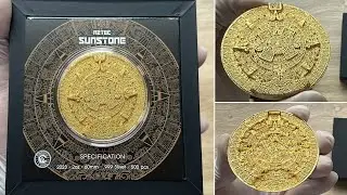 AZTEC SUN STONE Gilded Stackable 2 Oz Silver Stacker 2023