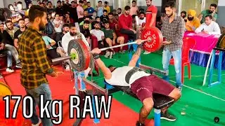170 Kg Raw Bench press 83 kg class by Pankaj Chib | Bhuvan Vasudev
