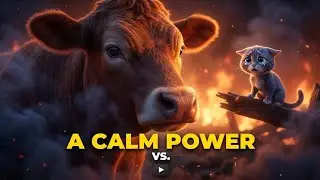 The Calm Cow Saved the Arrogant Cat | Emotional Animal Story. 😺🐄. #cat #cow #catandcow #viral 