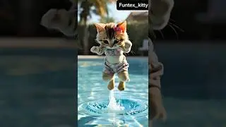 Cute kitty jump in 😸water 💦pool Funny short 😹|| #cute #funny #aishorts #jump #water