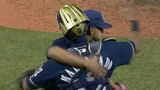 MIL@BOS: K-Rod strikes out the side to end the game
