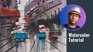 Abstract City Painting for beginner // Artist Watercolor Tutorial // Mood and Lights cityscape