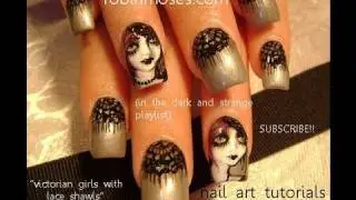 3 Halloween Nail Art Tutorials - DIY Gothic Girls with Black Lace