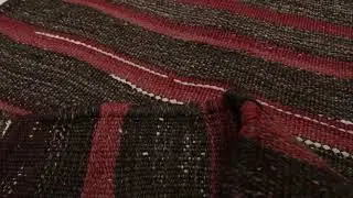 Vintage Shahsavan Persian Kilim in Red and Brown Geometric Stripes - Rug & Kilim - 33383