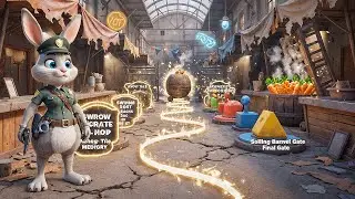 Smart Police Bunny Faces 10 Crazy Market Challenges to Win a Giant Carrot Barrel! (Cartoon)
