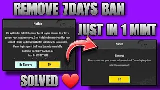 HOW TO REMOVE 7 DAYS BAN | FIX SECURITY ISSUE | IN PUBG MOBILE
