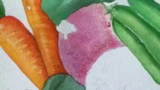 Demo of a Red Onion - watercolour - Vegetable #4 #NehadBekhit #watercolor