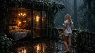 Rain Sounds for Sleeping - ASMR Strong Rain On the Cabin Forest to Ease Anxiety & Sleep Fast