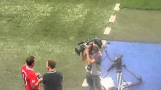 Sharpe interviewing RMFC vs MUFC legends match 2012