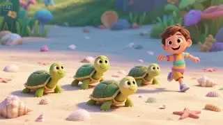 Ten Tiny Turtles Crawl Along + More | Slow and Steady Animal Rhyme for Kids