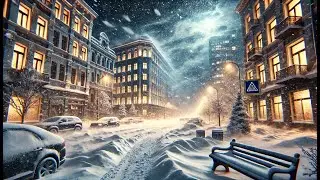 Прогулка по ночному Красноярску зимой 4К. Walking in snow at winter night in Krasnoyarsk Russia 4K