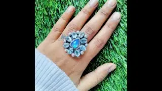 Women Adjustable Ring, Multi Fire Opal Ring Jewelry, Cluster Ring, Engagement Gift