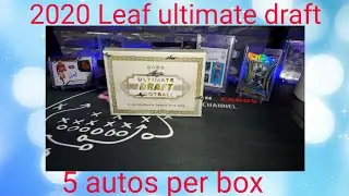 2020 Leaf ultimate draft football hobby box 5 Autos!