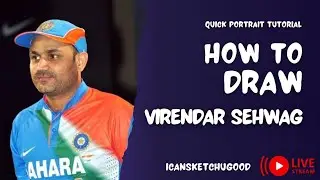 Live Portrait Drawing - Virender Sehwag | Cricket Legend Art Tribute #shorts #india #cricket #sehwag