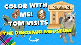 Color with me, Unicorn cat at the dinosaur museum.(Colorea conmigo)