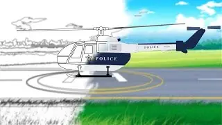 Police Helicopter | Coloring Book | Police Vehicle | Learn Color