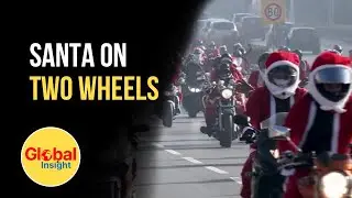 Santa Claus Rides a Motorbike Through Sofia in Festive Surprise | Global Insights