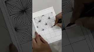 How to Draw a Zentangle  pattern in square Shape/lines work#Doodle art#shorts