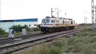 Pantograph raising of Krishnarajapuram (KJM) WAP-7 #37370 was captured at Ballari Junction outer