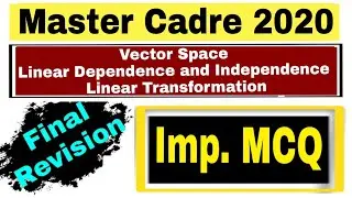 Vector Space - Most Important MCQ || For Master Cadre Maths 2020 || Tricks