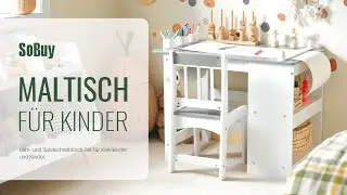 SoBuy Kindertisch mit 1 Stuhl | Kindersitzgruppe | Maltisch f&uuml;r Kinder丨KMB60