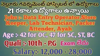 Jobs in Government Hospital Nellore | Clerk | Data Entry Operator | @Sreekanth Telugu Information