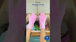 resquare Silicone Cleaning Gloves with Scrubbers, Heat-Resistant, Waterproof, Reusable, Multi-Colour