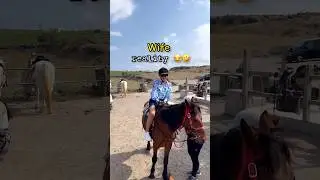 Getting on the horse 🐴my husband vs. me edition 🤣 #santoriniisland