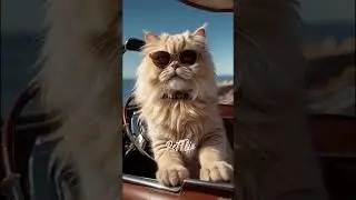 😍Cat drives a roofless car #shorts #short #youtubeshorts #youtube #viral #trending #cute #animal #ai