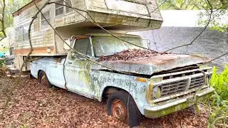 SWAMP Dragon Rescue! FIRST SIGHT Abandoned 74 F250, V8 FORD, Forgotten Vintage Camper Restoration CT