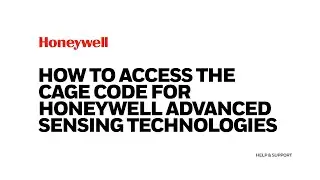 How to Access the CAGE Code for Honeywell Advanced Sensing Technologies