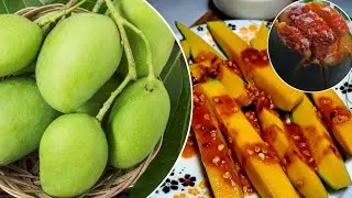 Raw Mango Masala 🤤🥭 | Spicy Mango pickle recipe #mango #viralvideo #4kstatus