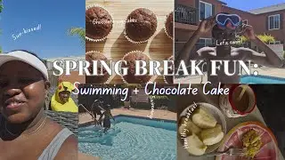 Spring Break Mini Vlog | Swimming and Baking Chocolate Cake with My Twins