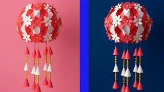 Beautiful Paper Flower Hanging Lamp | DIY Paper Craft Decoration Idea | Home Decor Art