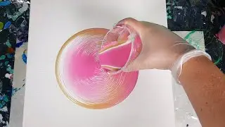 PINK AND GOLD CLOUD POUR - Tree Ring Pour - Acrylic Paint Pour - DecoArt Satin Enamels Cloud Effect