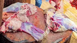 Great Delicious!! Excellent Fastest Huge Mutton Cutting By Expert Butcher Skills