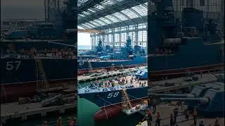 Massive warships undergoing essential hull #shorts #navy #drydock #militaryship #viralshorts