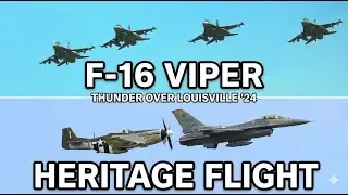 F-16 Viper 4-Ship & Solo Demo + P-51 Mustang Heritage Flight | Thunder Over Louisville 2024